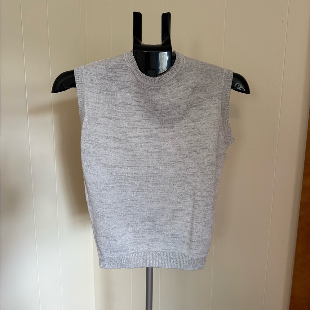 Julia Amory silver sparkle crew neck, sleeveless sweater